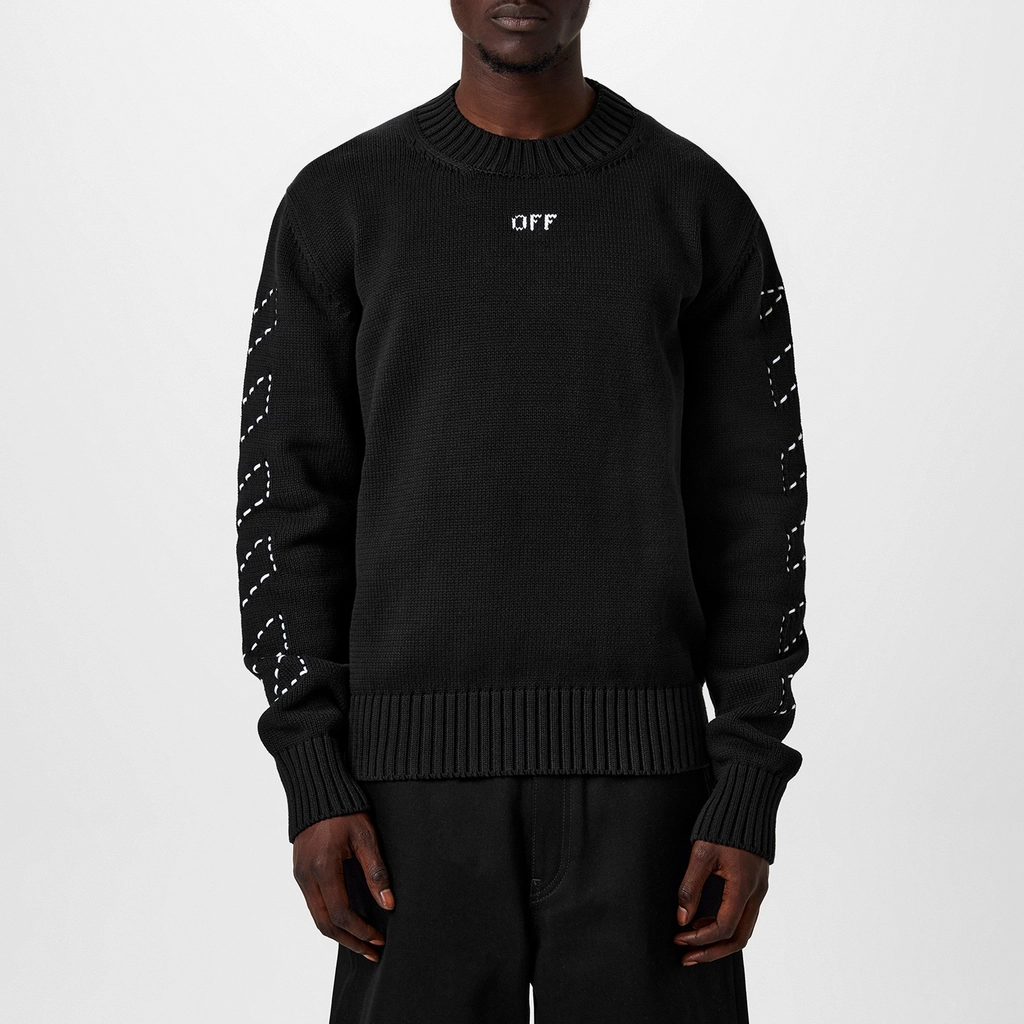 Off White Stitch Arrow Knit Sweater - Black/White